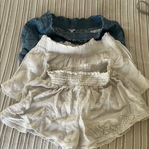 Aerie White denim  Textured Knit Shorts medium